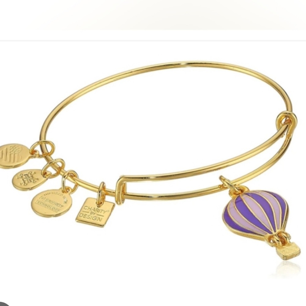 NWT - Alex and Ani We Rise Purple Hot Air Balloon Shiny Gold